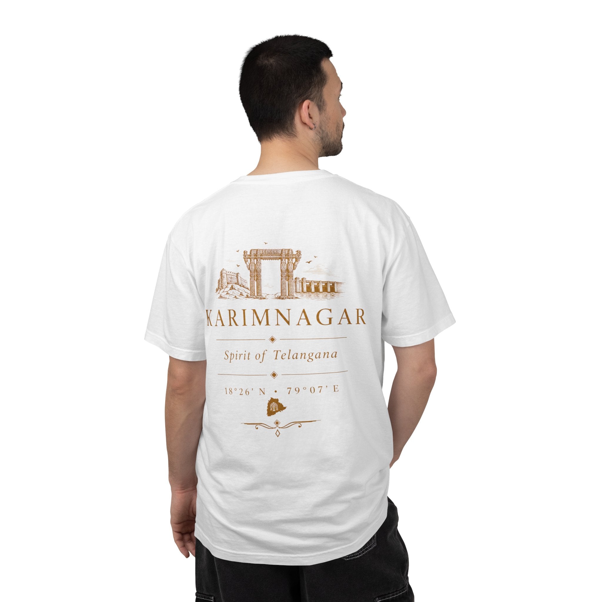 Karimnagar Landmark Tee — 'Karimnagar' Coordinates & Spirit of Telangana T-Shirt