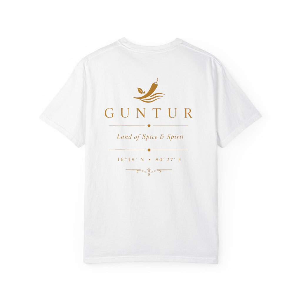 Guntur Logo T‑Shirt — Minimalist Gold Script Tee