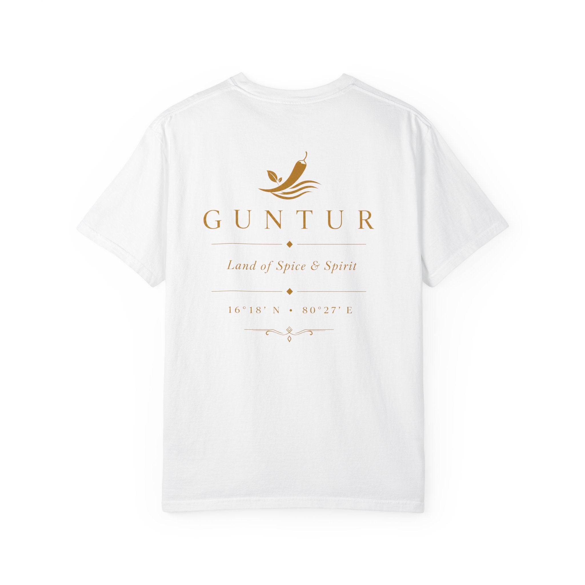 Guntur Logo T‑Shirt — Minimalist Gold Script Tee