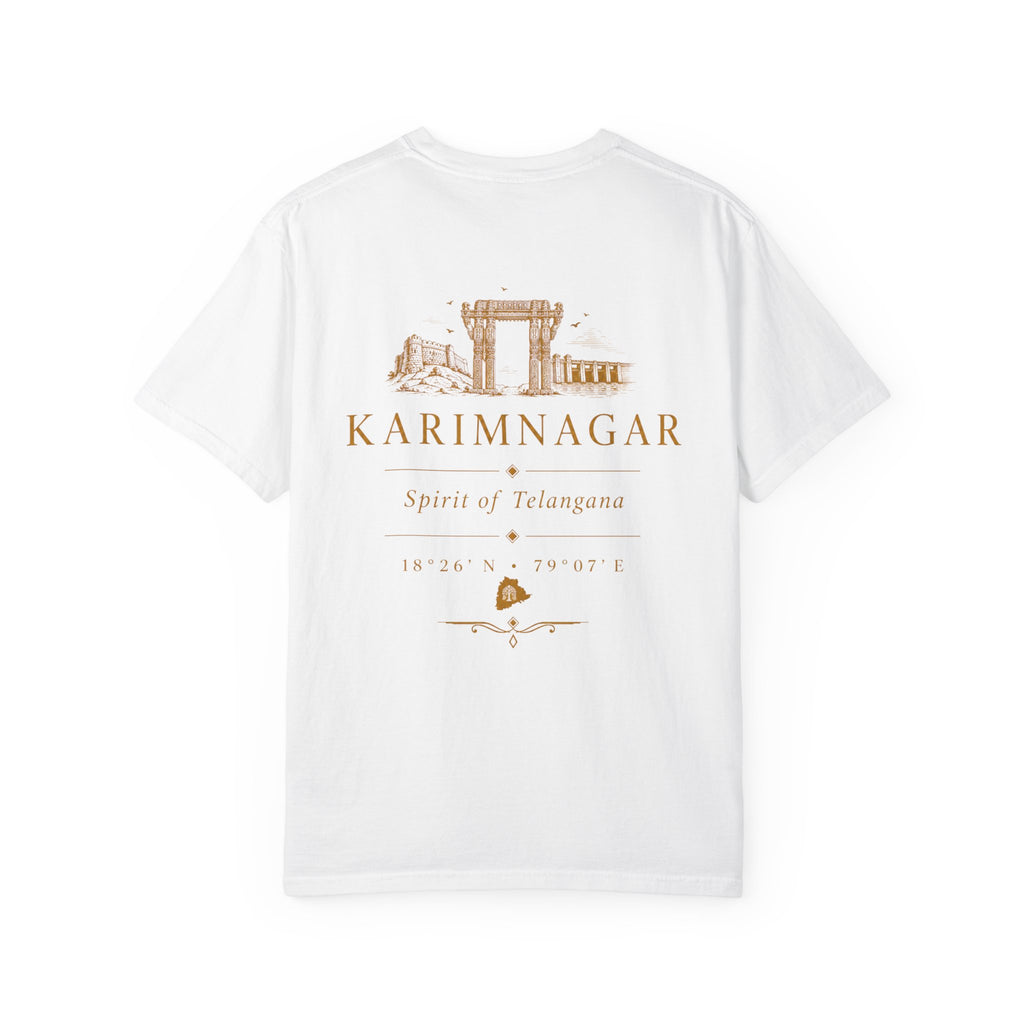 Karimnagar Landmark Tee — 'Karimnagar' Coordinates & Spirit of Telangana T-Shirt