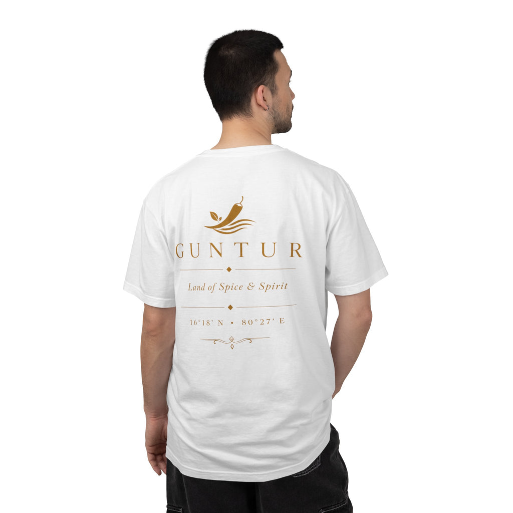 Guntur Logo T‑Shirt — Minimalist Gold Script Tee