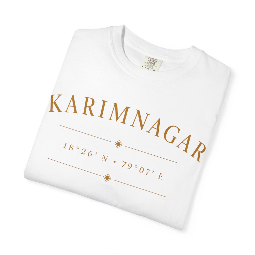 Karimnagar Landmark Tee — 'Karimnagar' Coordinates & Spirit of Telangana T-Shirt