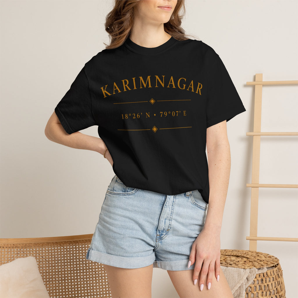 Karimnagar Landmark Tee — 'Karimnagar' Coordinates & Spirit of Telangana T-Shirt