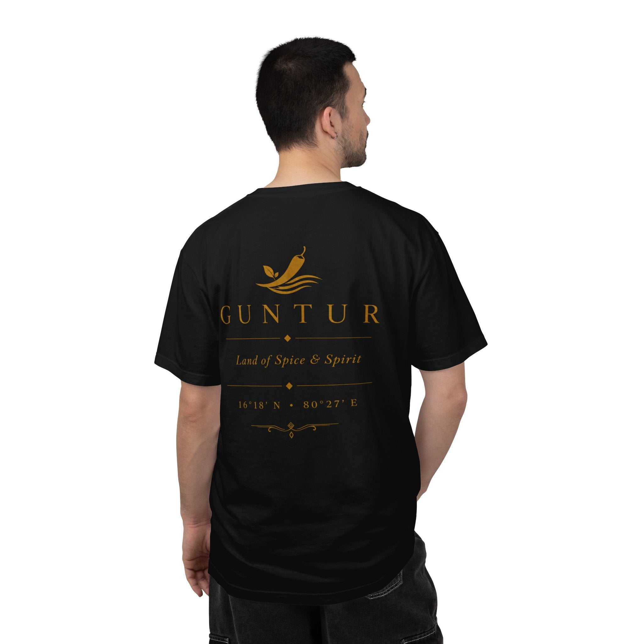 Guntur Logo T‑Shirt — Minimalist Gold Script Tee