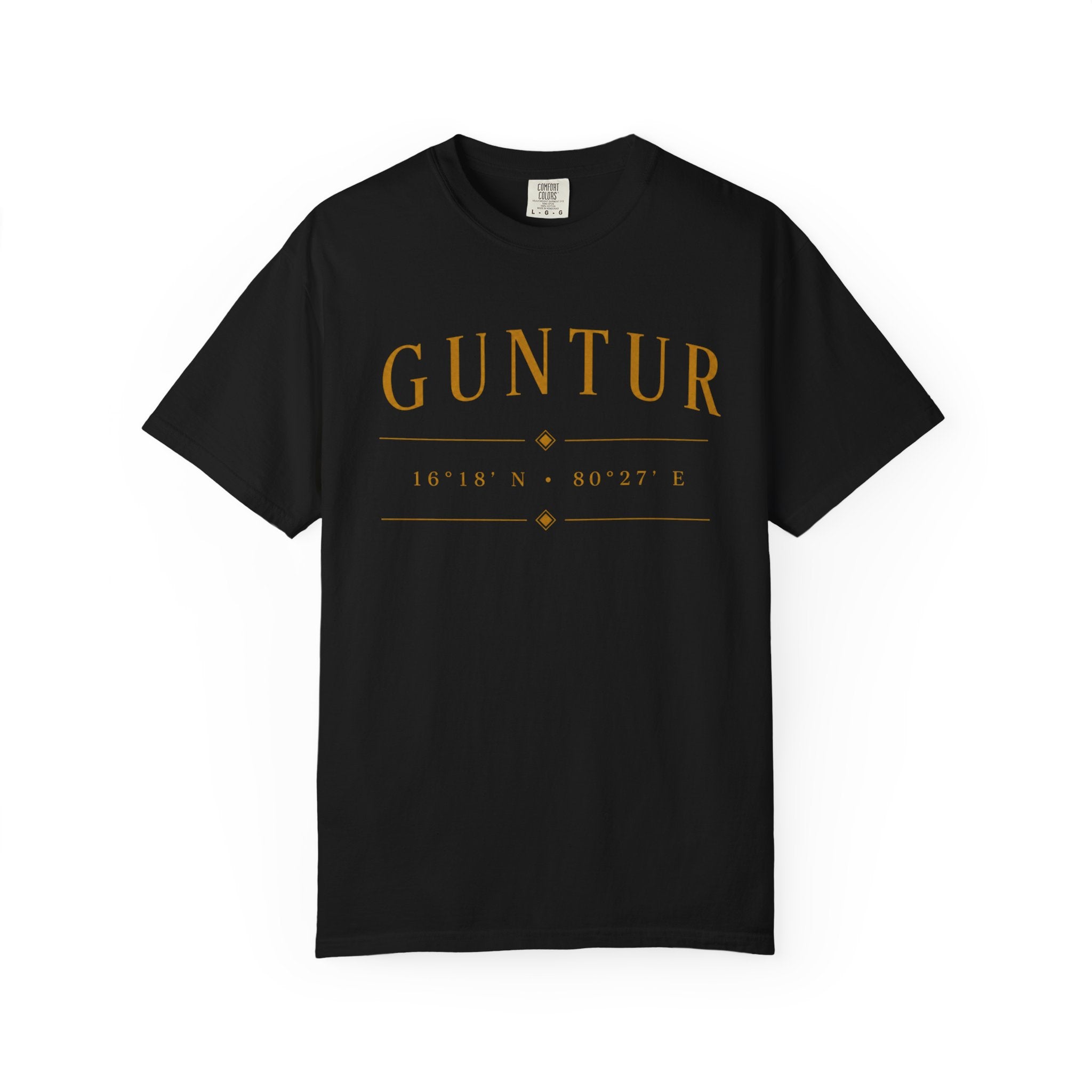 Guntur Logo T‑Shirt — Minimalist Gold Script Tee
