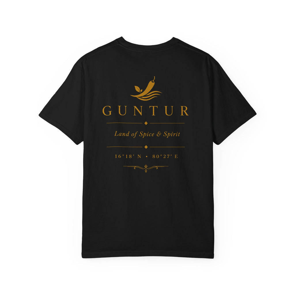 Guntur Logo T‑Shirt — Minimalist Gold Script Tee